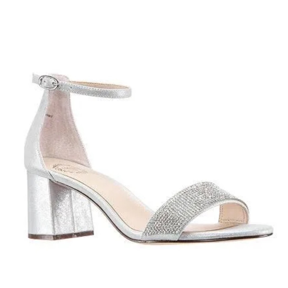 I. Miller Shoes Women’s Emely Buckle Open Toe Block Heel Pumps Silver Size 7.5